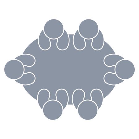 Vector Illustration of Group Person Table Icon in Gray