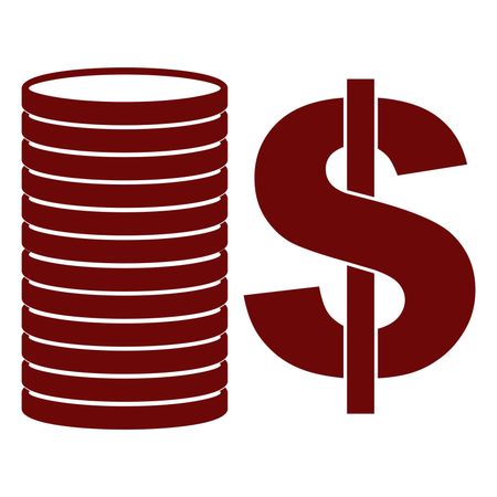 Vector Illustration of Maroon Coins Icon