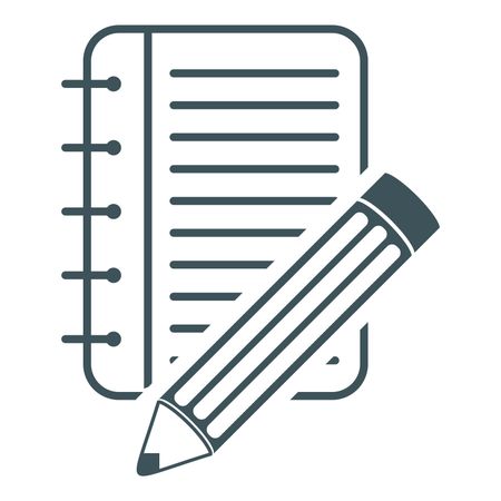 Vector Illustration of Gray Notepad & Pencil Icon
