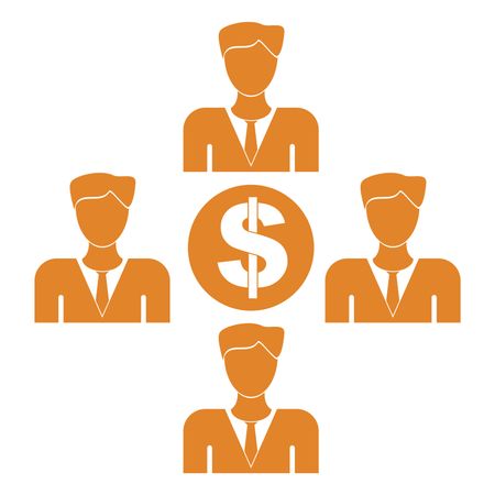 Vector Illustration of Orange Person with Dollar Icon
