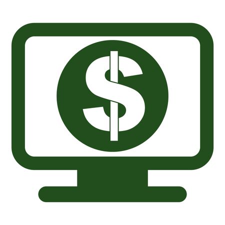 Vector Illustration of Green Monitor with Dollar Icon
