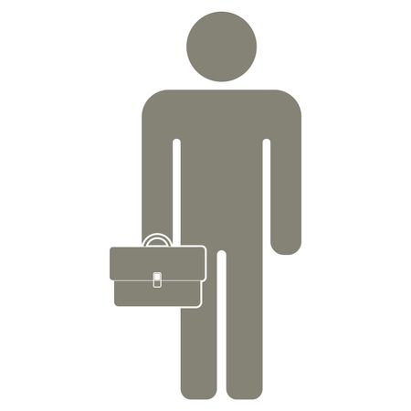 Vector Illustration of Man Holding Briefcase Icon in Gray
