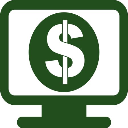 Vector Illustration of Monitor with Dollar Icon in Green