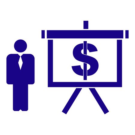Vector Illustration of Person vs Dollar Icon in Blue
