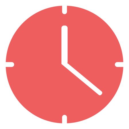 Vector Illustration of Clock Icon in Pink
