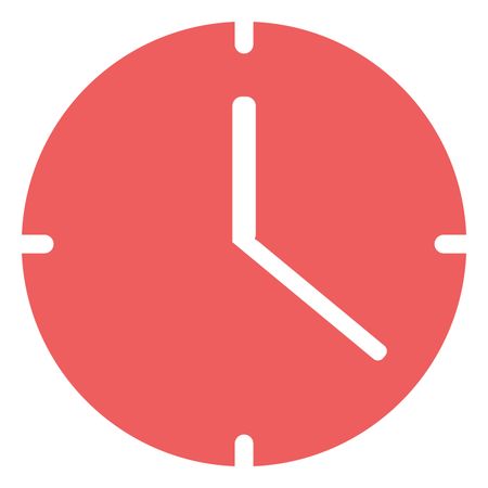 Vector Illustration of Clock Icon in Pink