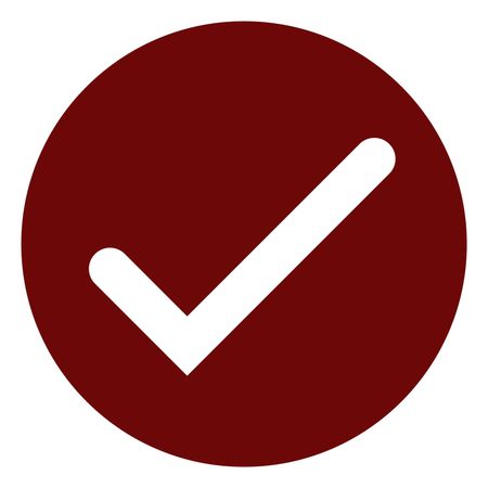 Vector Illustration of Tick Icon in Maroon