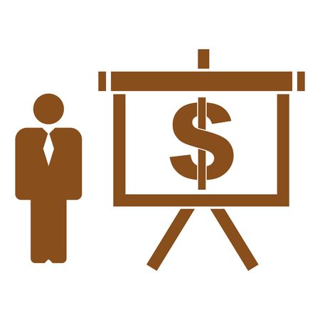 Vector Illustration of Person vs Dollar Icon in Brown
