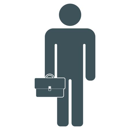 Vector Illustration of Gray Man Holding Briefcase Icon