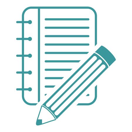 Vector Illustration of Light Blue Notepad & Pencil Icon