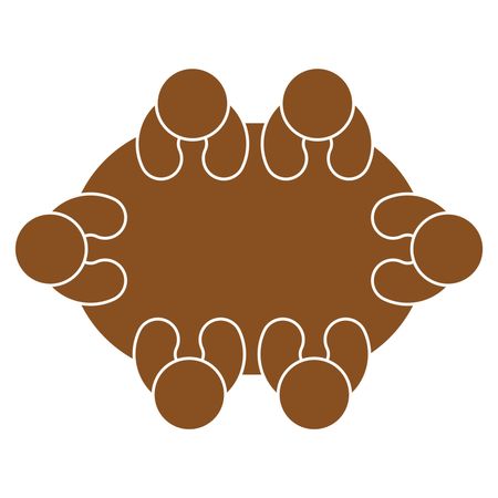 Vector Illustration of Group Person Table Icon in Brown
