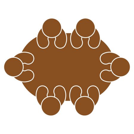 Vector Illustration of Group Person Table Icon in Brown