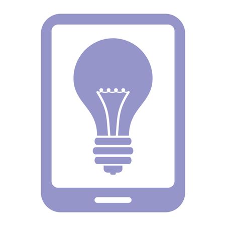 Vector Illustration of Violet Tablet with Bulb Icon
