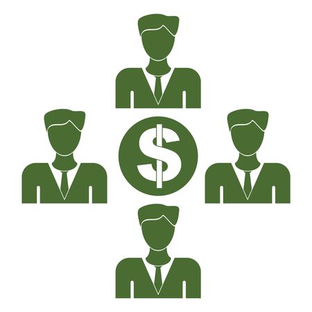 Vector Illustration of Persons with Dollar Icon in Green
