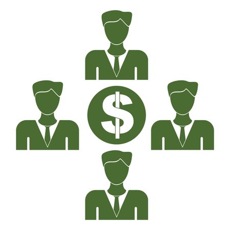 Vector Illustration of Persons with Dollar Icon in Green