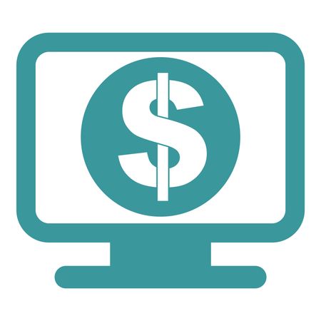Vector Illustration of Blue Monitor with Dollar Icon
