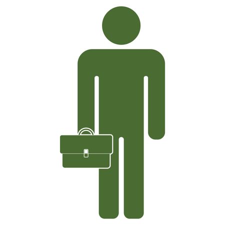 Vector Illustration of Man Holding Briefcase Icon in Green

