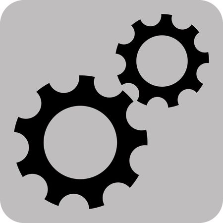 Vector Illustration of Gears Icon in Black
