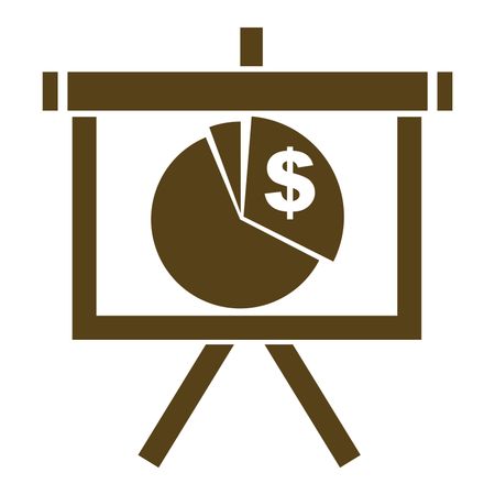 Vector Illustration of Brown Pie Chart Presentation with Dollar Icon
