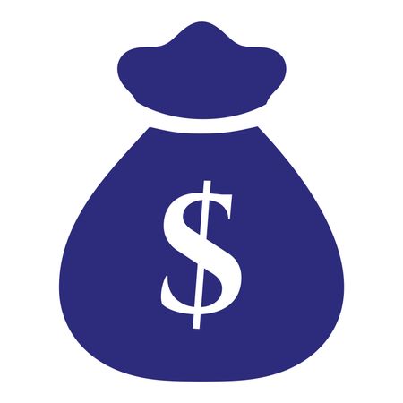 Vector Illustration of Blue Money Bag with Dollar Icon
