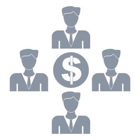 Vector Illustration of Group of Persons with Dollar Icon in Gray

