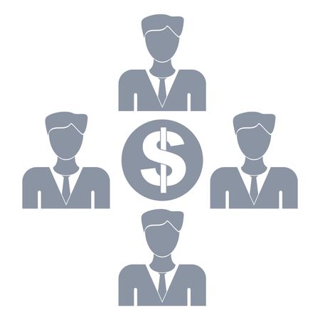 Vector Illustration of Group of Persons with Dollar Icon in Gray