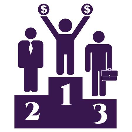 Vector Illustration of Persons Stand on Podium Stand  Icon in Violet
