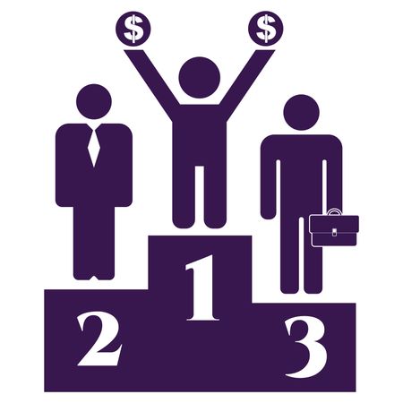 Vector Illustration of Persons Stand on Podium Stand  Icon in Violet