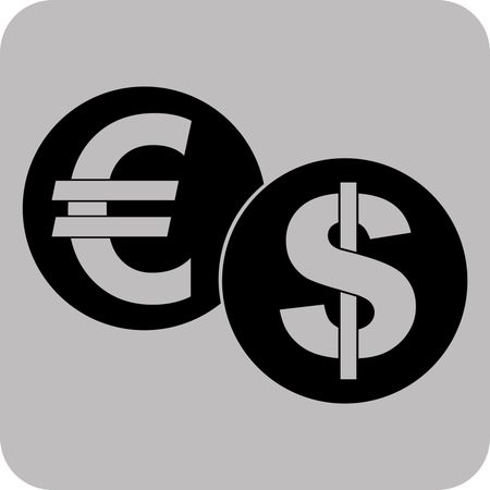 Vector Illustration of Euro & Dollar Icon in Black
