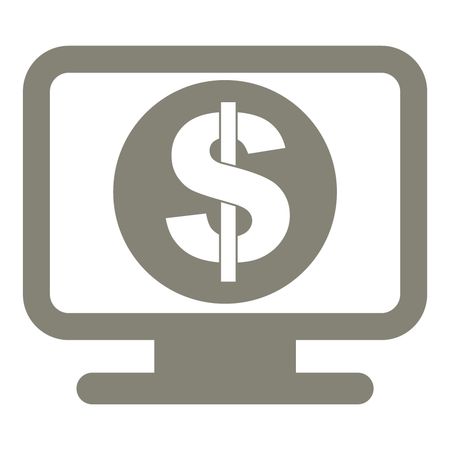 Vector Illustration of Grey Monitor with Dollar Icon

