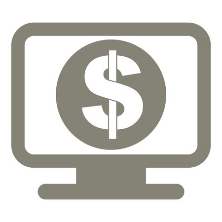 Vector Illustration of Grey Monitor with Dollar Icon