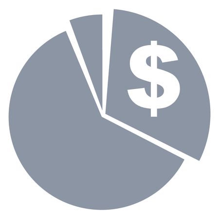 Vector Illustration of Grey Pie Chart Dollar Icon
