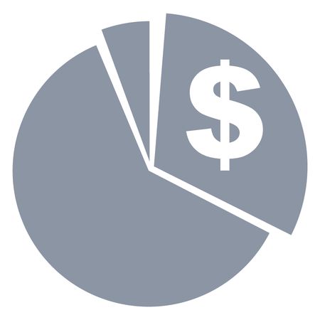 Vector Illustration of Grey Pie Chart Dollar Icon