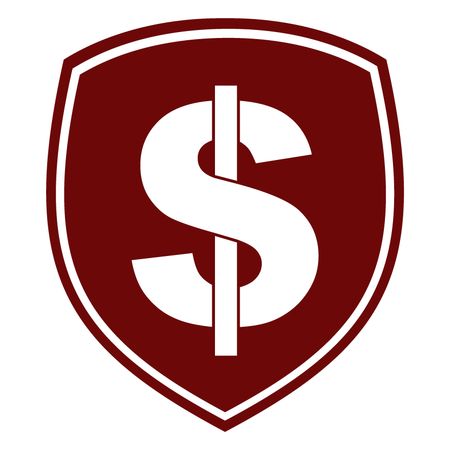 Vector Illustration of Dollar Shield Icon in Red