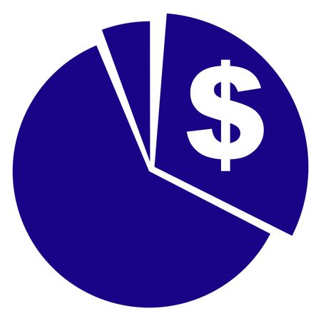 Vector Illustration of Blue Pie Chart Dollar Icon
