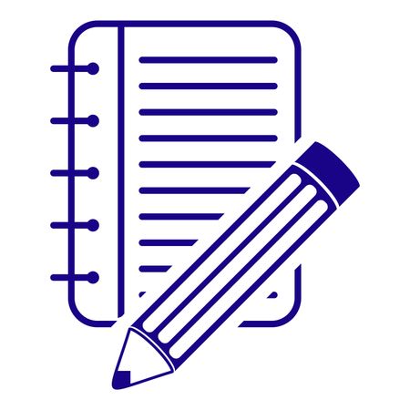 Vector Illustration of Blue Notepad & Pencil Icon
