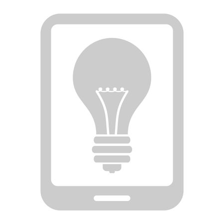 Vector Illustration of Grey Tablet with Bulb Icon
