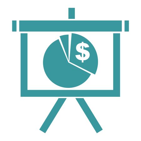Vector Illustration of Pie Chart Presentation with Dollar Icon in Blue
