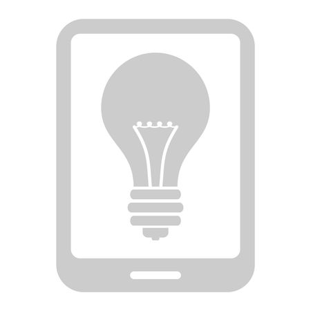 Vector Illustration of Smart Phone with Bulb Icon in Gray
