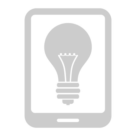 Vector Illustration of Smart Phone with Bulb Icon in Gray