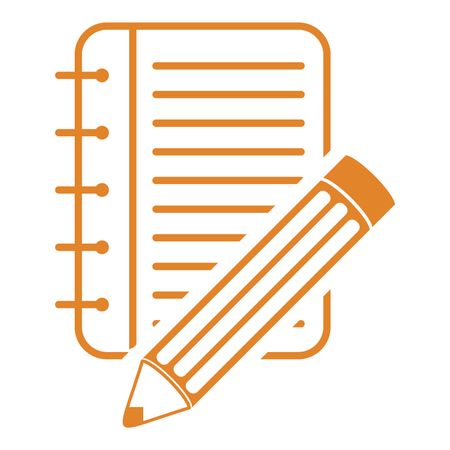 Vector Illustration of Orange Spiral Notebook & Pencil Icon
