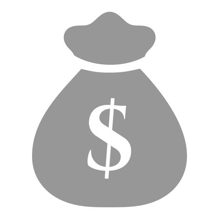 Vector Illustration of Grey Money Bag with Dollar Icon