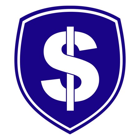Vector Illustration of Shield with Dollar Icon in Blue