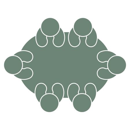 Vector Illustration of Group of Persons in Table Icon in Grey