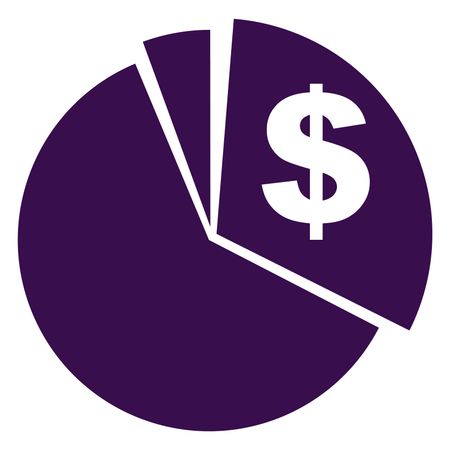 Vector Illustration of Pie Chart with Dollar Icon in Purple
