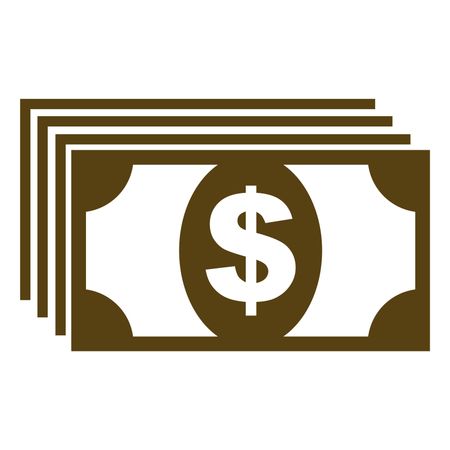 Vector Illustration of Currency Bundle with Dollar  Icon in Brown
