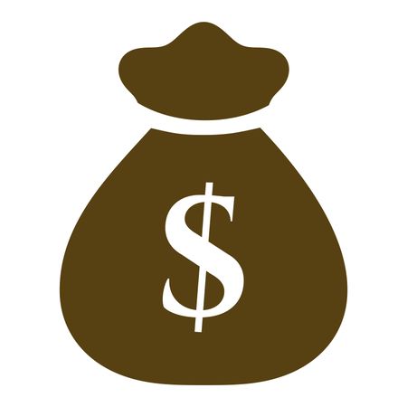 Vector Illustration of Money Bag with Dollar Icon in Brown
