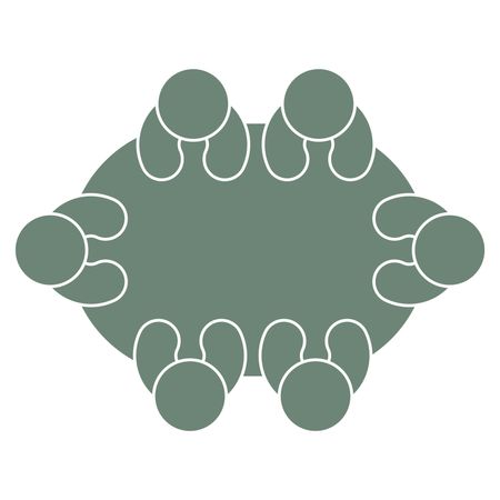 Vector Illustration of Group Person Table Icon in Green

