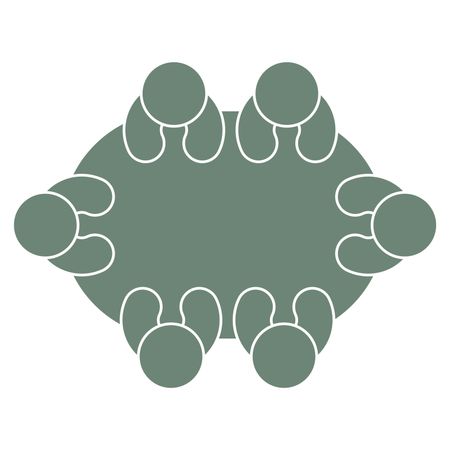 Vector Illustration of Group Person Table Icon in Green