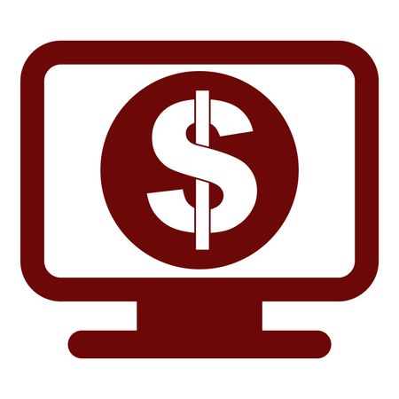 Vector Illustration of Red Monitor with Dollar Icon
